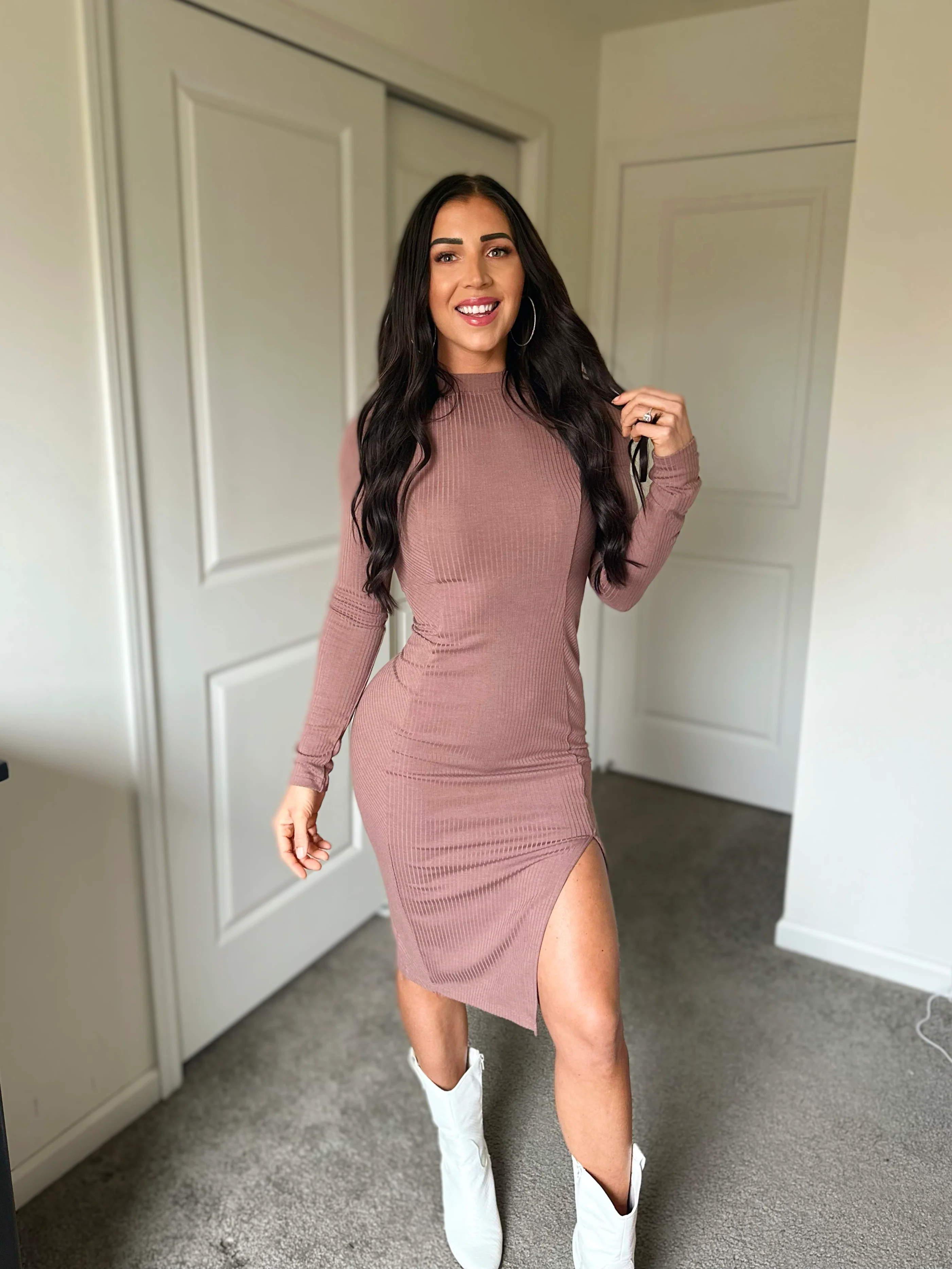 Luxe Rib Mockneck Dress - Image 12