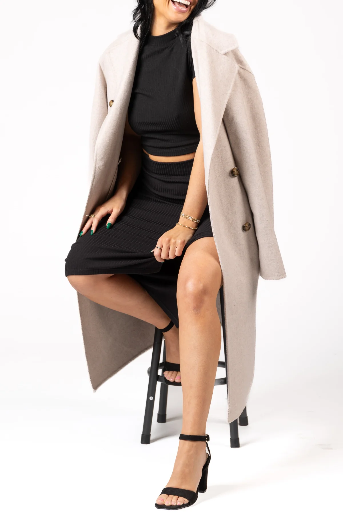 Luxe Rib Open Back Crop - Black - Image 4