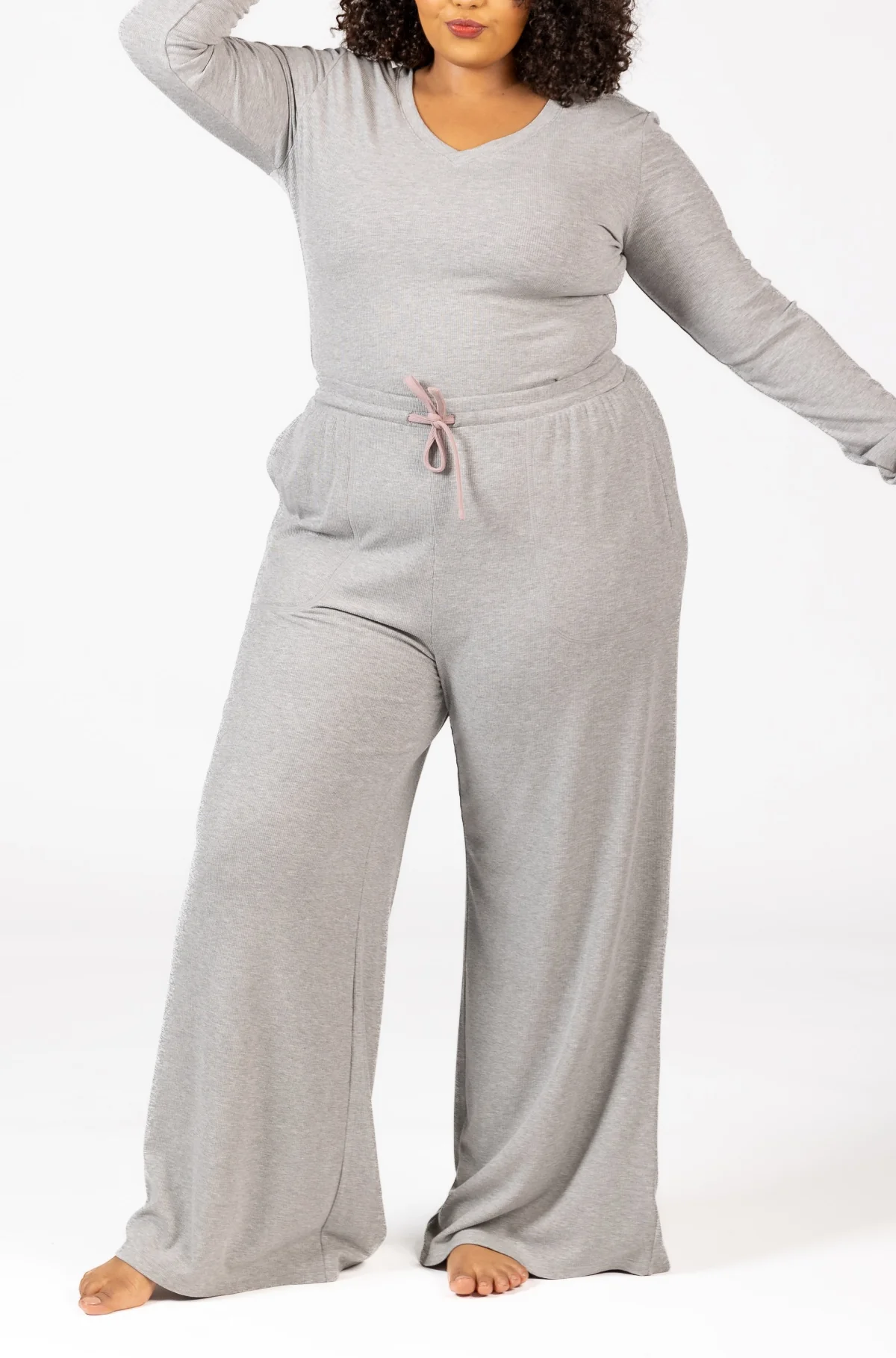 Soft Lounge Rib V Neck Long Sleeve - Image 14